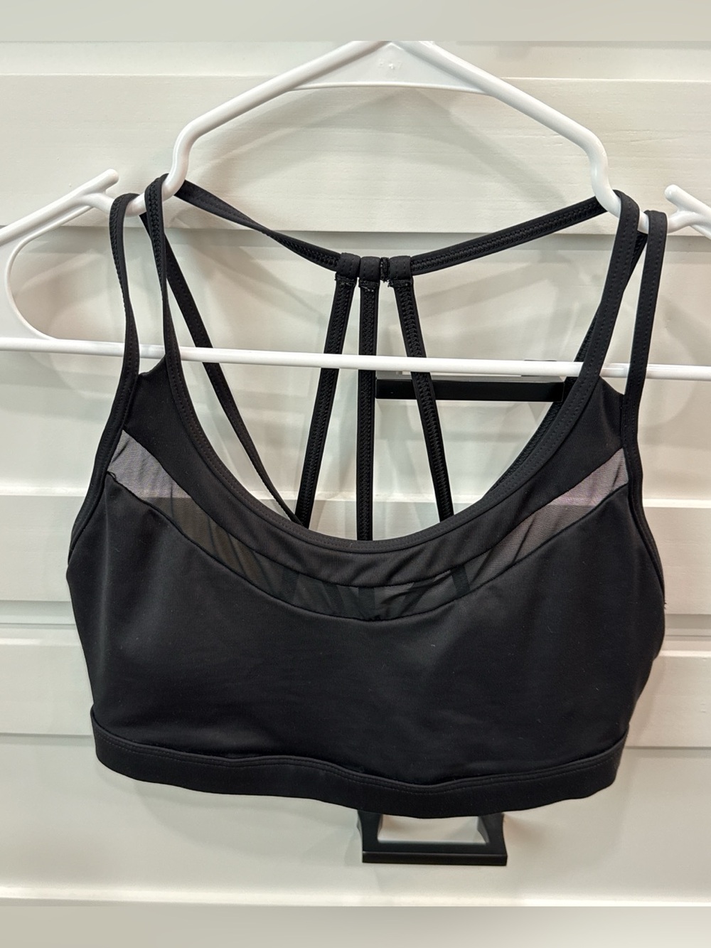 Victoria’s Secret Women's Black Strappy Sports Bra with Mesh Inset